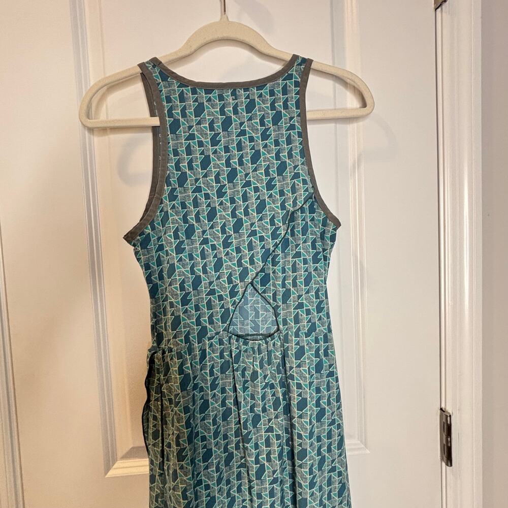 Toad & Co Eco Geometric Print High-Low Maxi Dress Women's Small Blue Sleeveless - Picture 4 of 7